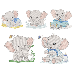 Cute Elephants (Quick Stitch) Design Pack