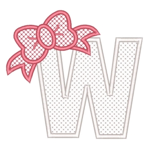 Letter W with Lace Embroidery Design