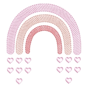 Rainbow with Rain of Hearts (Quick Stitch) Embroidery Design
