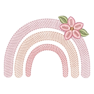 Matriz de bordado Arco-íris com Flor (Pontos Leves)