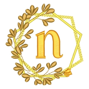 Matriz de bordado Letra N em Moldura Floral