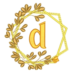 Letter D in Flower Frame Embroidery Design