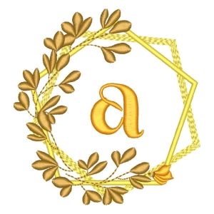 Letter A in Flower Frame Embroidery Design