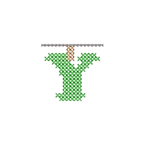 Letter Y on Clothesline (Cross Stitch) Embroidery Design