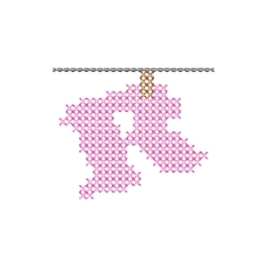 Letter R on Clothesline (Cross Stitch) Embroidery Design