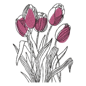 Matriz de bordado Floral Tulipa Boho Minimalista