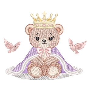 Bear with Crown Embroidery Design