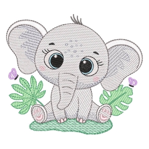 Safari Elephant (Quick Stitch) Embroidery Design