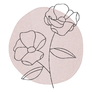 Contour Flower Embroidery Design