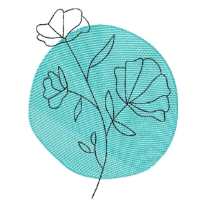 Contour Flower Embroidery Design