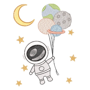 Astronaut with Balloons (Quick Stitch) Embroidery Design