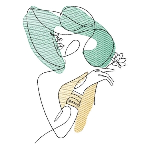 Mulher with Hat Stilish (Quick Stitch) Embroidery Design