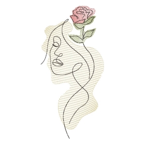 Matriz de bordado Mulher com Rosa Estilosa (Pontos Leves)