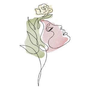 Woman with Flower Stylish (Quick Stitch) Embroidery Design