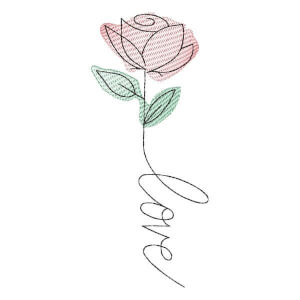 Love with Flower (Quick Stitch) Embroidery Design