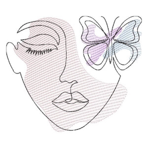 Face with Butterfly (Quick Stitch) Embroidery Design