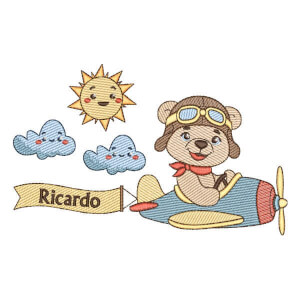 Cute Urso Piloto com Faixa (Pontos Leves)