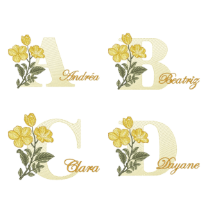 Pacote de Matrizes Monograma com Flores e Nomes