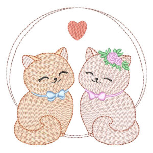 Matriz de bordado Casal de Gatinhos (Pontos Leves)