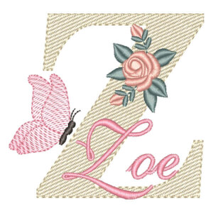 Monograma de Flores e Borboleta com Nome Letra Z