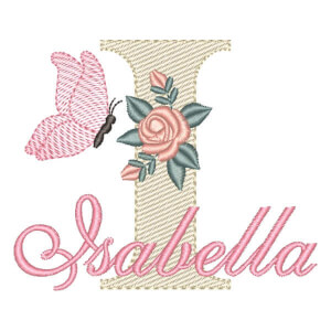 Monograma Floral com Borboleta e Nome Letra J