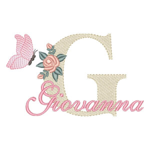 Monograma Floral com Borboleta e Nome Letra G