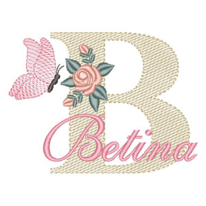 Monograma Floral com Borboleta e Nome Letra B