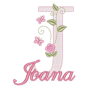 Monograma com Flores e Nome Letra J (Pontos Leves)
