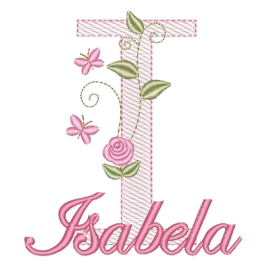 Monograma com Flores e Nome Letra I (Pontos Leves)