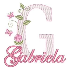 Monograma com Flores e Nome Letra G (Pontos Leves)