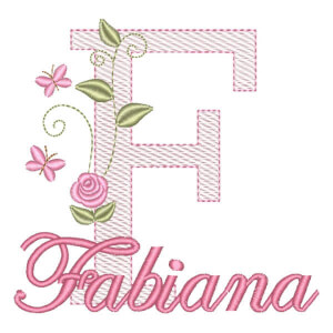Monograma com Flores e Nome Letra F (Pontos Leves)