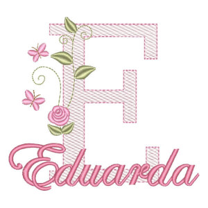 Monograma com Flores e Nome Letra E (Pontos Leves)