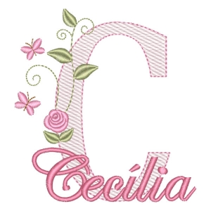 Monograma com Flores e Nome Letra C (Pontos Leves)