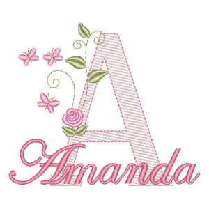 Monograma com Flores e Nome Letra A (Pontos Leves)