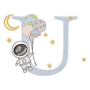 Monograma com Astronauta Letra U (Pontos Leves)