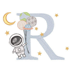 Monograma com Astronauta Letra R (Pontos Leves)