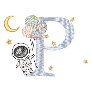 Monograma com Astronauta Letra P (Pontos Leves)