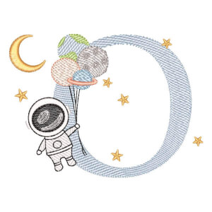 Monograma com Astronauta Letra O (Pontos Leves)