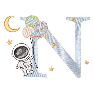 Monograma com Astronauta Letra N (Pontos Leves)