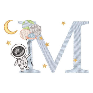 Monograma com Astronauta Letra M (Pontos Leves)