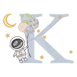 Monograma com Astronauta Letra K (Pontos Leves)
