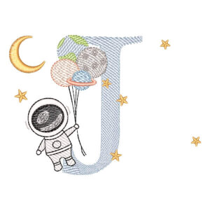 Monograma com Astronauta Letra J (Pontos Leves)