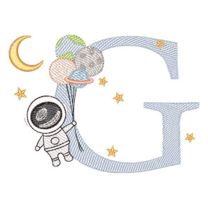 Monograma com Astronauta Letra G (Pontos Leves)