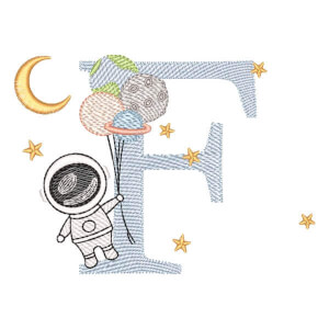 Monograma com Astronauta Letra F (Pontos Leves)