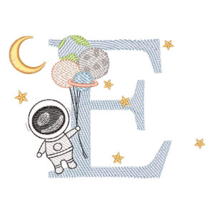Monograma com Astronauta Letra E (Pontos Leves)