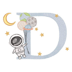 Monograma com Astronauta Letra D (Pontos Leves)