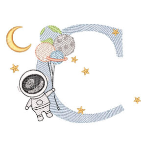 Monograma com Astronauta Letra C (Pontos Leves)