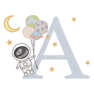 Monograma com Astronauta Letra A (Pontos Leves)