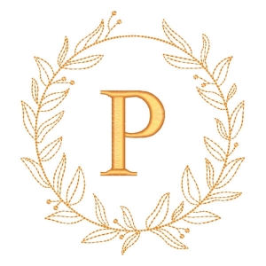 Letra P em Moldura de Ramos