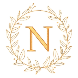 Letra N em Moldura de Ramos